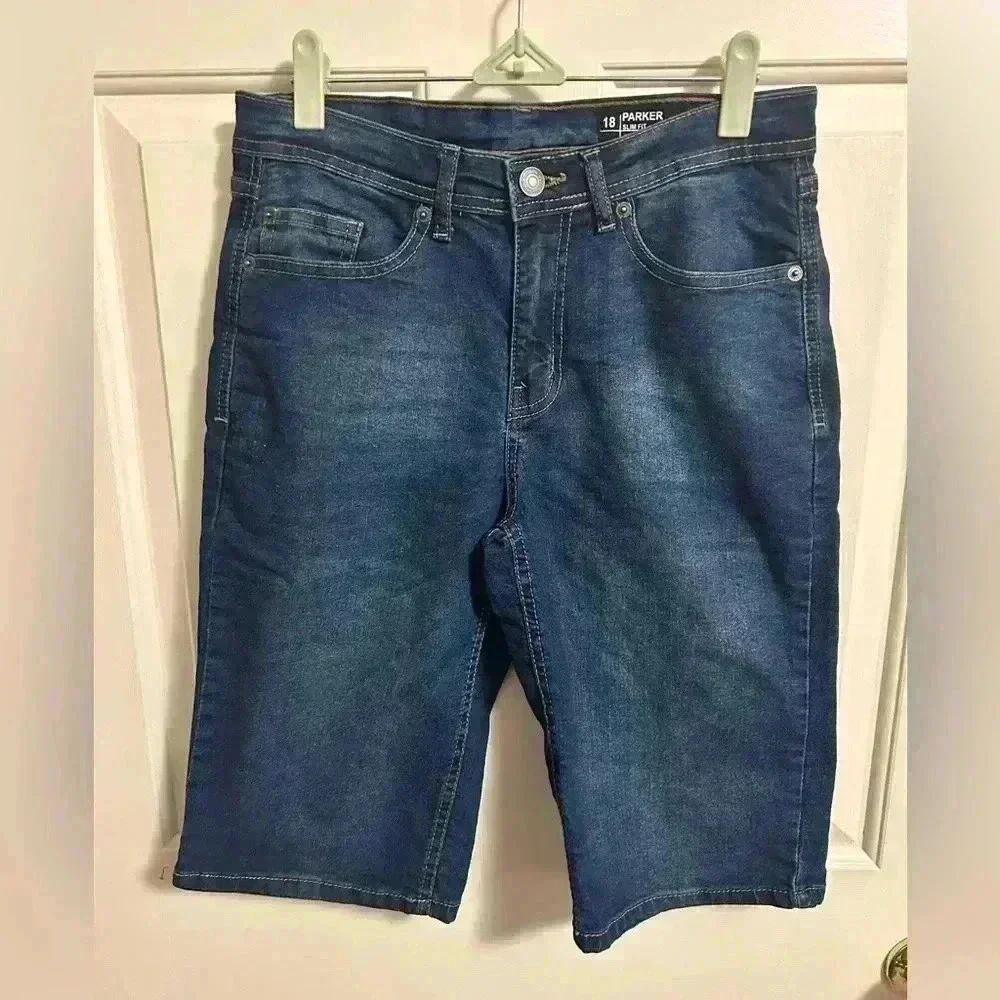 NEW Buffalo David Bitton Boys‎ Parker Slim Fit Shorts Blue Denim Bermuda 18